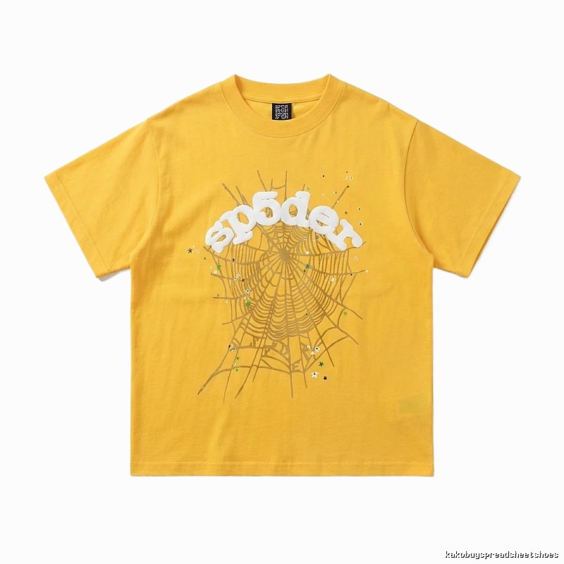 Sp5der Spider Web Trendy Cool Yellow T-shirt