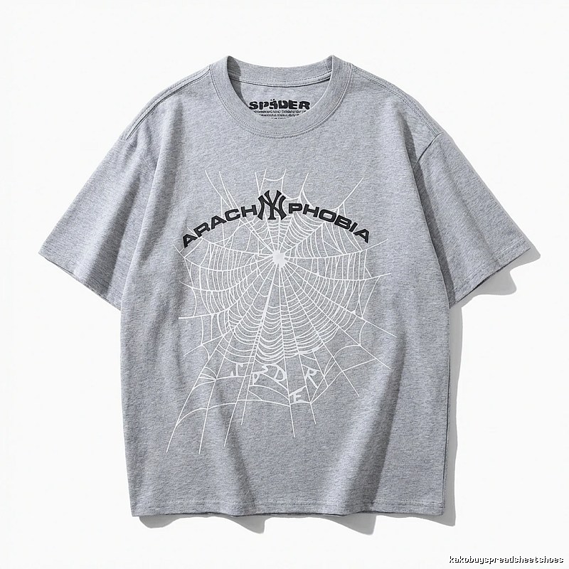 Sp5der Spider Web Trendy Grey T-shirt