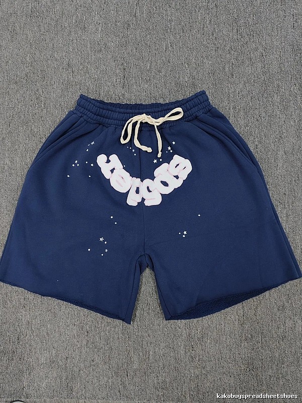 Sp5der Star Print Street Style Navy Blue Shorts