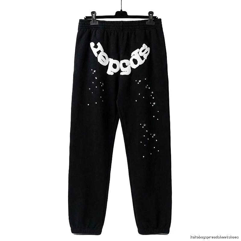 Sp5der Star Print Trendy and Cool Black Pants
