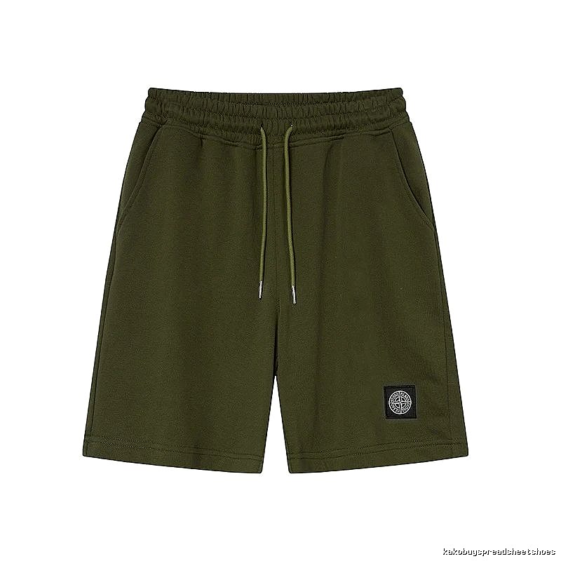Stone Island Badge Casual Style Army Green Shorts
