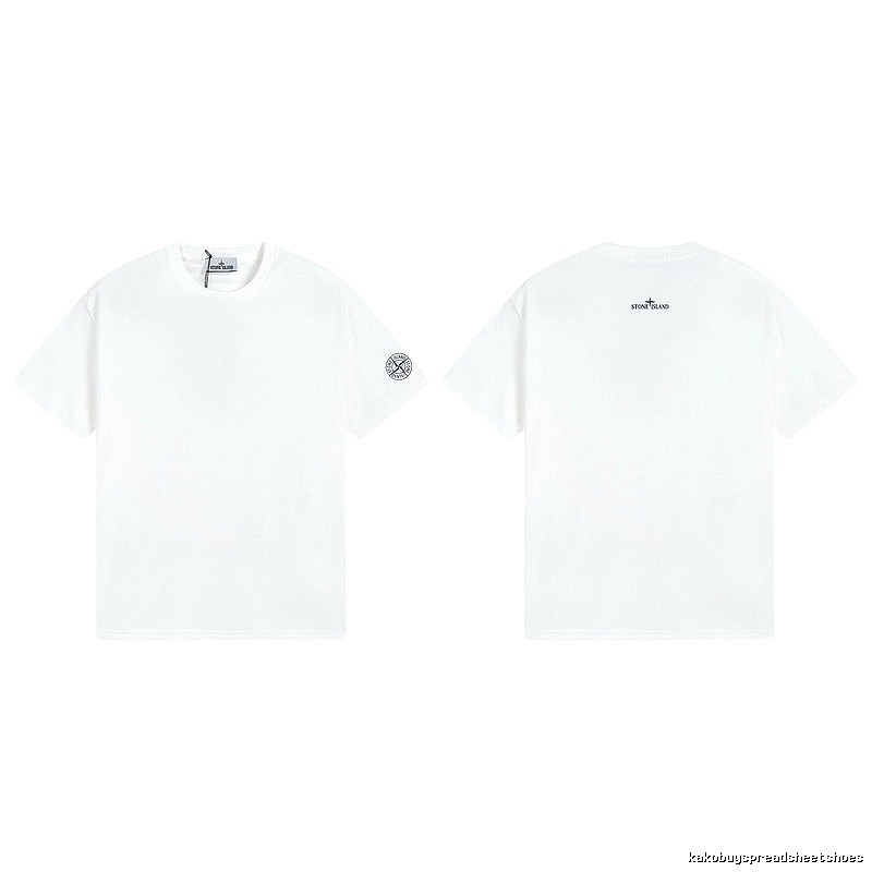 Stone Island Badge Minimalist Style White Short-sleeve T-shirt