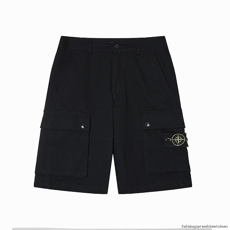 Stone Island Classic Compass Workwear Style Black Shorts
