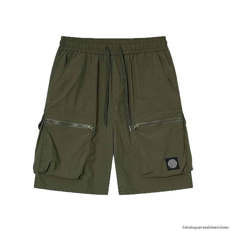 Stone Island Classic Technical Workwear Style Army Green Shorts