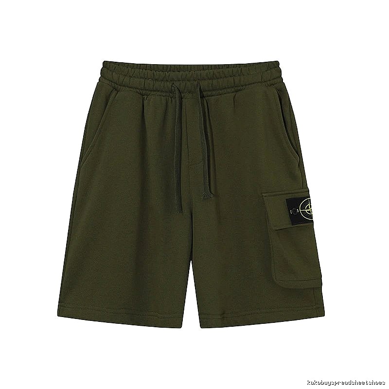 Stone Island Classic Workwear Style Army Green Casual Shorts