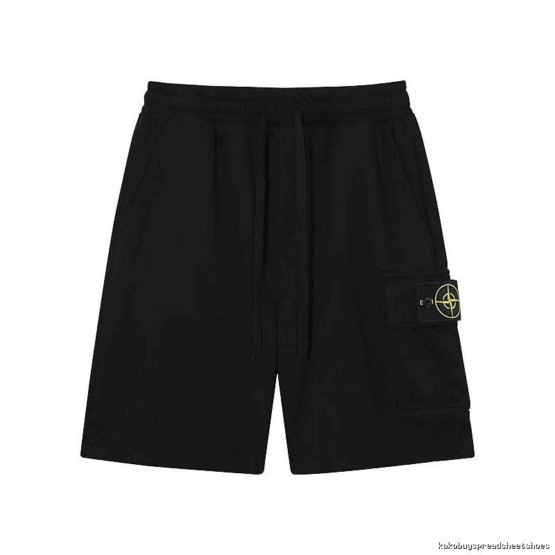 Stone Island Compass Logo Workwear Style Black Shorts