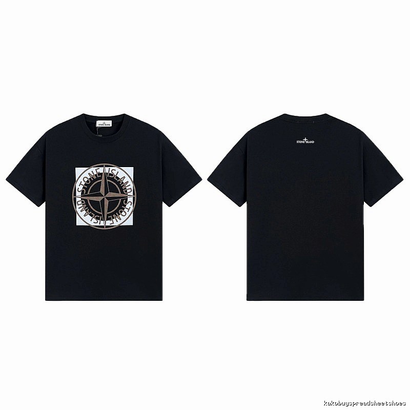 Stone Island Compass Print Street Style Black T-Shirt
