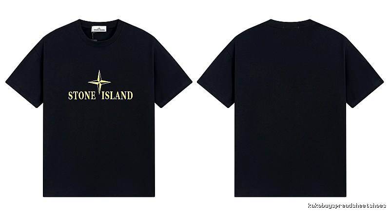 Stone Island Compass Print Street Style Black T-Shirt