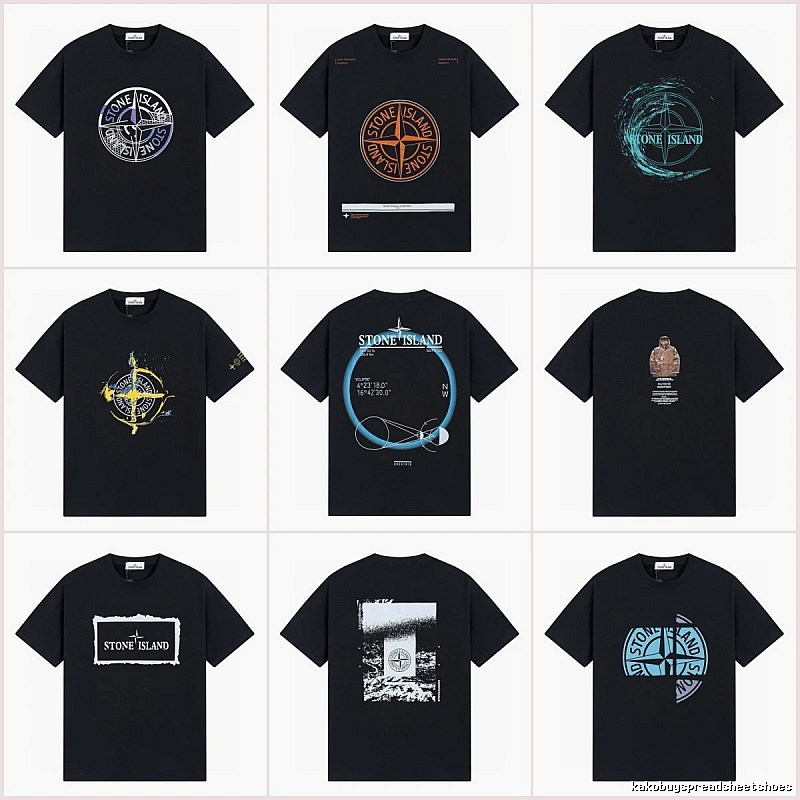 Stone Island Compass Print Street Style Black T-Shirt