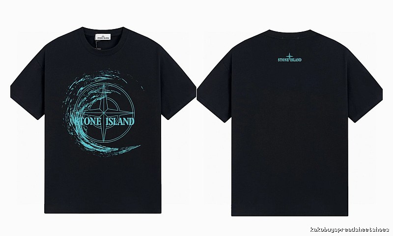 Stone Island Compass Print Street Style Black T-Shirt