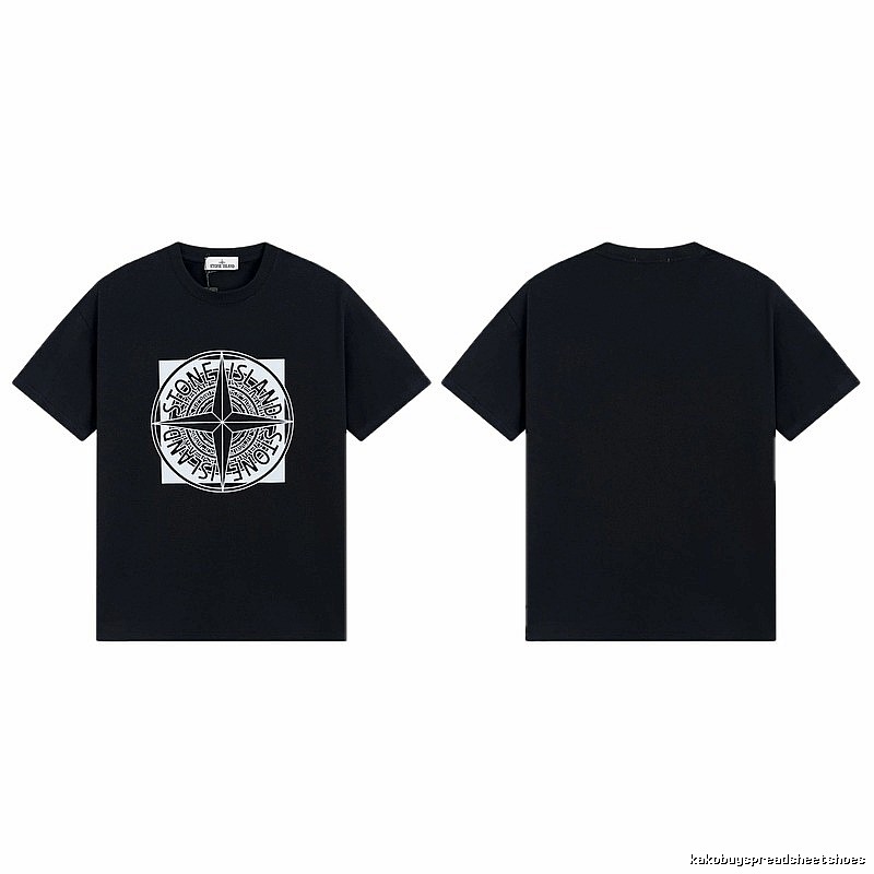 Stone Island Compass Print Street Style Black T-Shirt