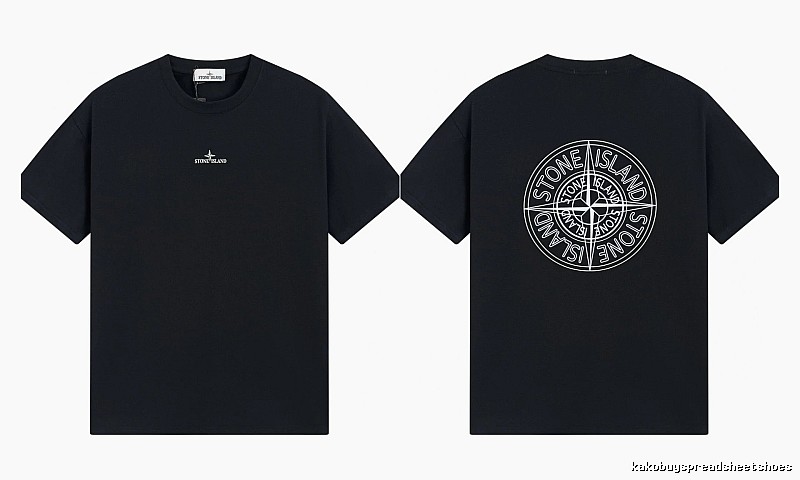 Stone Island Compass Print Trendy Cool Black T-Shirt