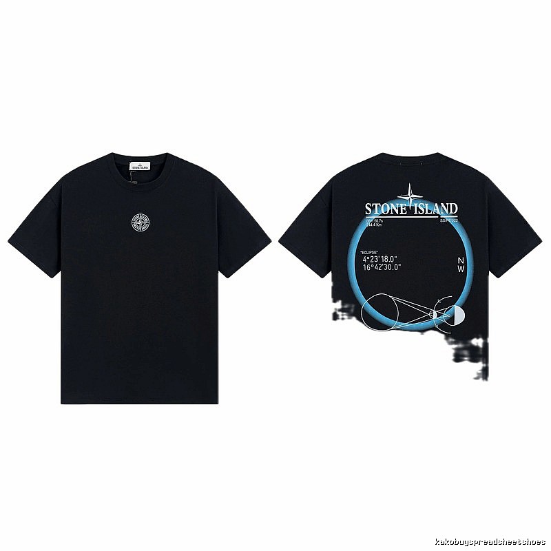 Stone Island Eclipse Collection Techwear Style Black Short-sleeve T-shirt