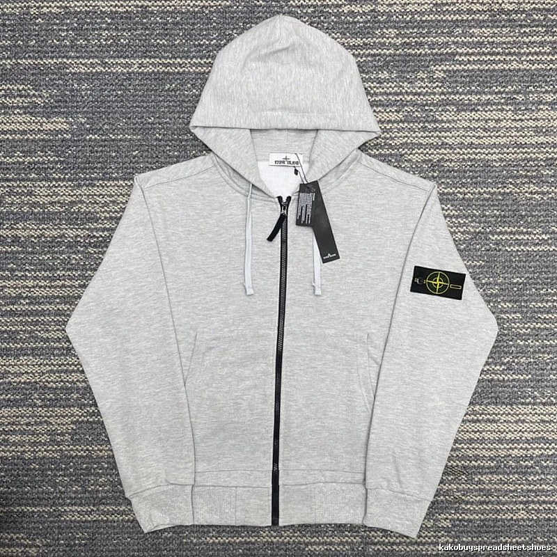 Stone Island Heather Gray Zip Hoodie Resort Wear