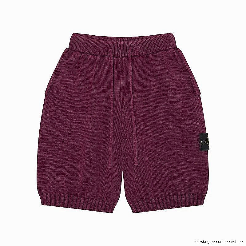 Stone Island Knit Casual Style Burgundy Shorts