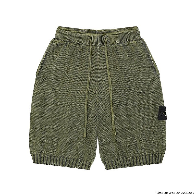 Stone Island Knit Techwear Style Military Green Shorts