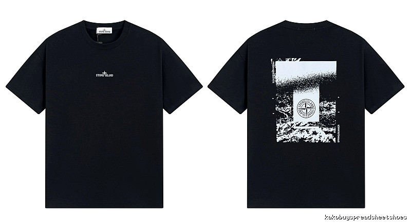 Stone Island Printed Functional Style Black Short Sleeve T-Shirt