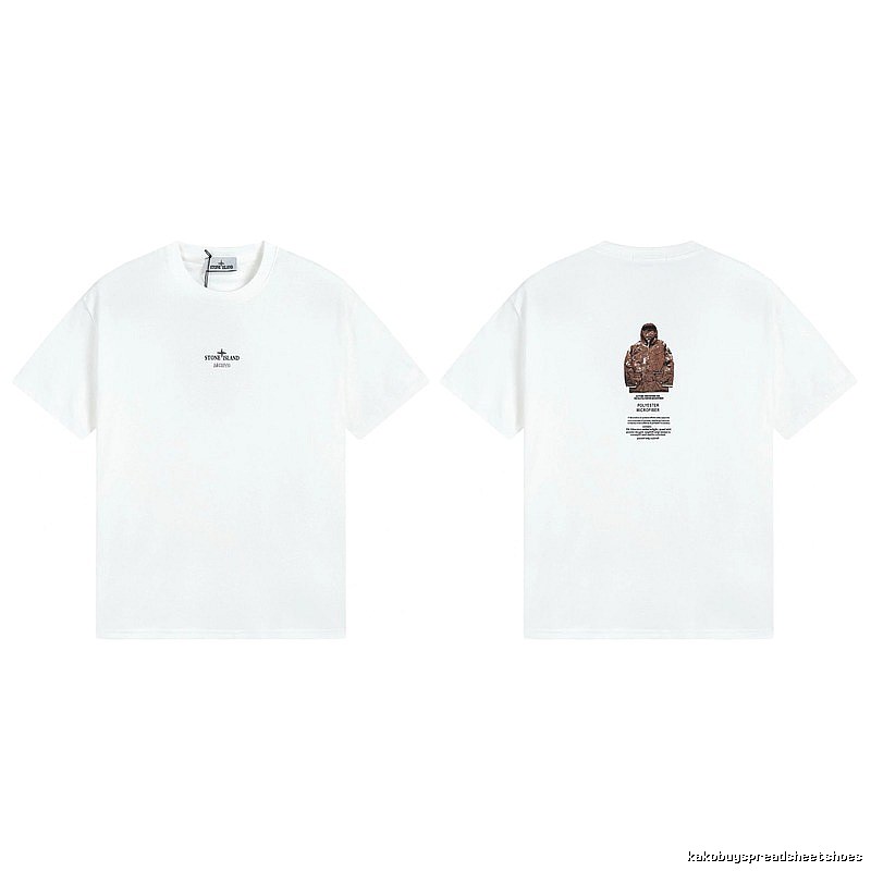 Stone Island Printed Functional Style White Short Sleeve T-shirt