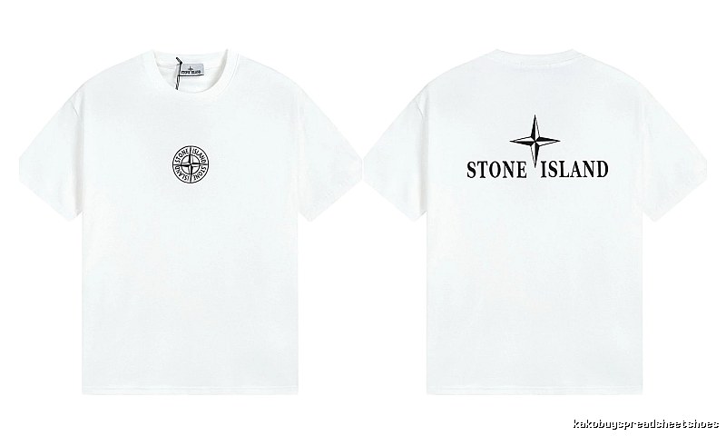 Stone Island Printed Street Style White Short Sleeve T-shirt