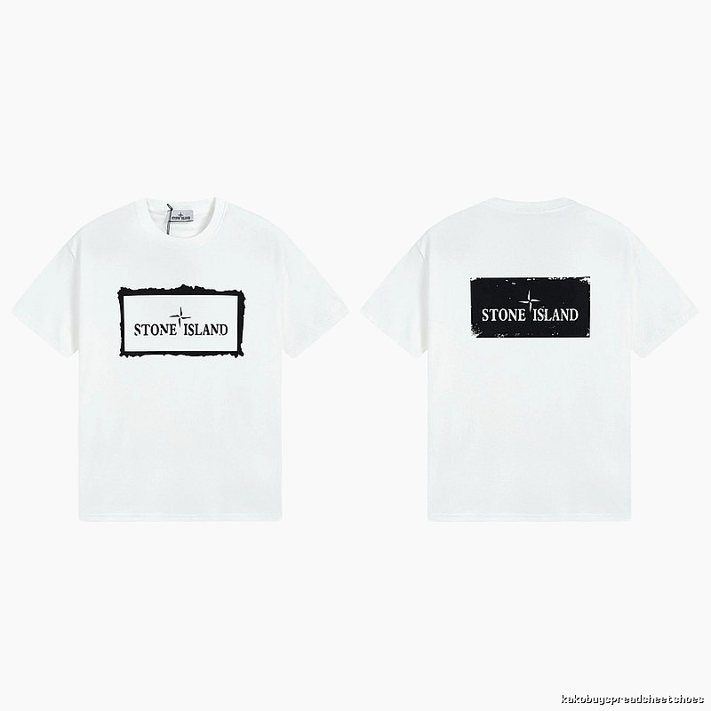 Stone Island Printed Street Style White Short Sleeve T-Shirt