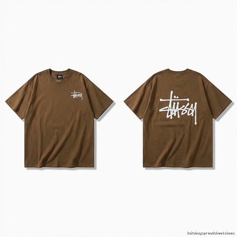 Stussy basic simple style coffee-colored T-shirt