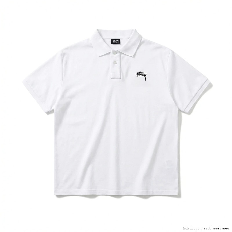 Stussy basic simple white polo shirt
