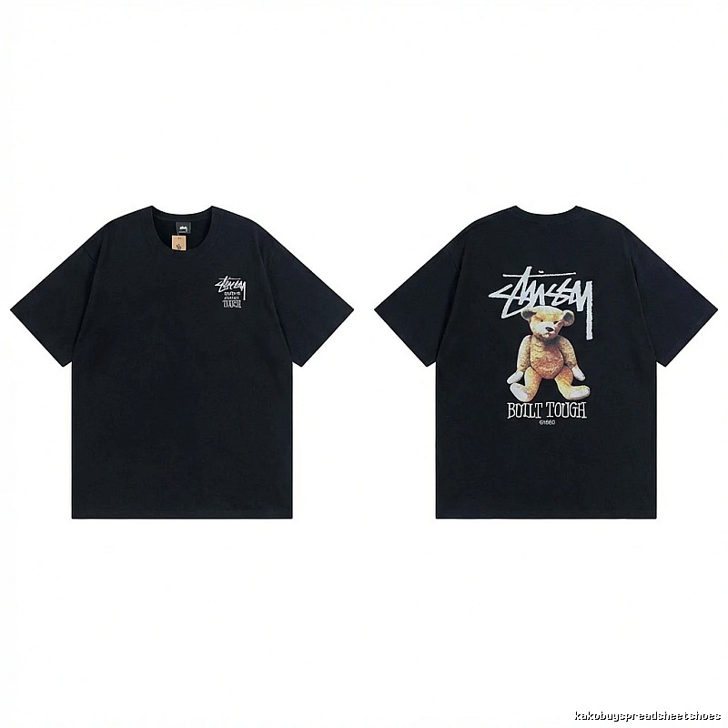 Stussy Bear Trendy Cool Style Black T-shirt