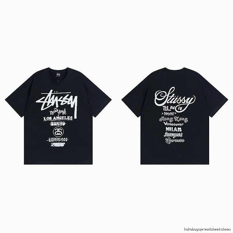 Stussy Black Spider Graphic T-Shirt Bold Graphic Logo