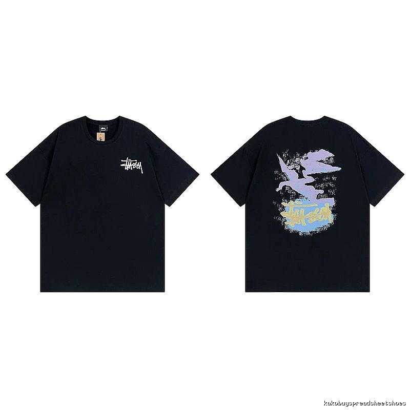 Stussy Black Spider Graphic T-Shirt Training Look Logo