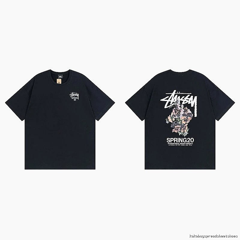 Stussy Black Spider Graphic T-Shirt Warm Weather Logo