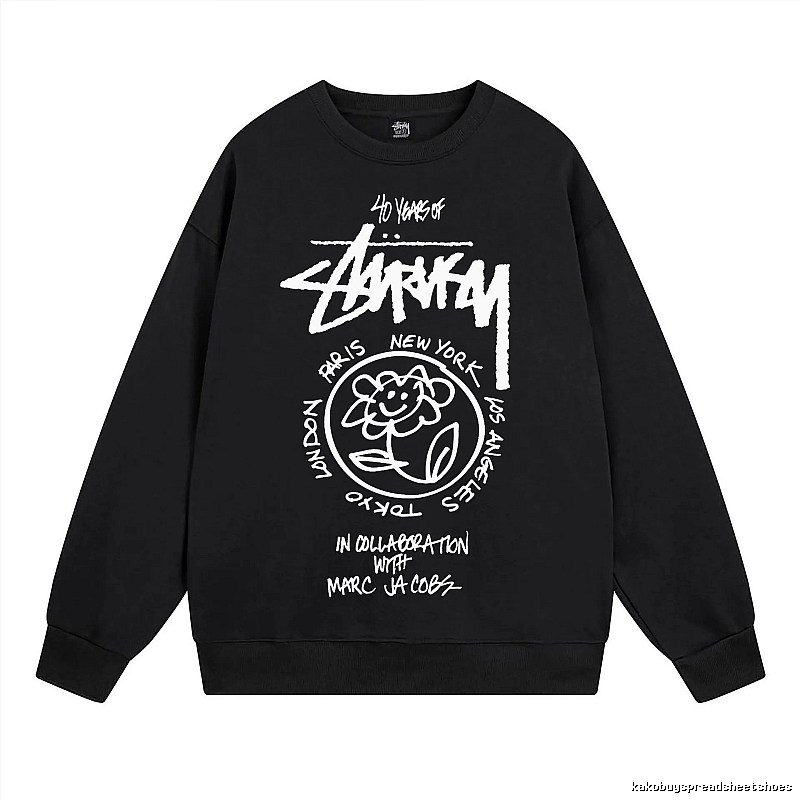 Stussy Black Style 539 Graphic SweatShirt Campus Look