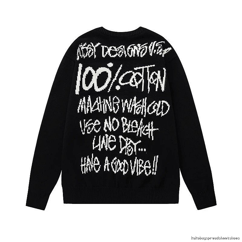 Stussy Black Swirl Graphic SweatShirt Relaxed Styling