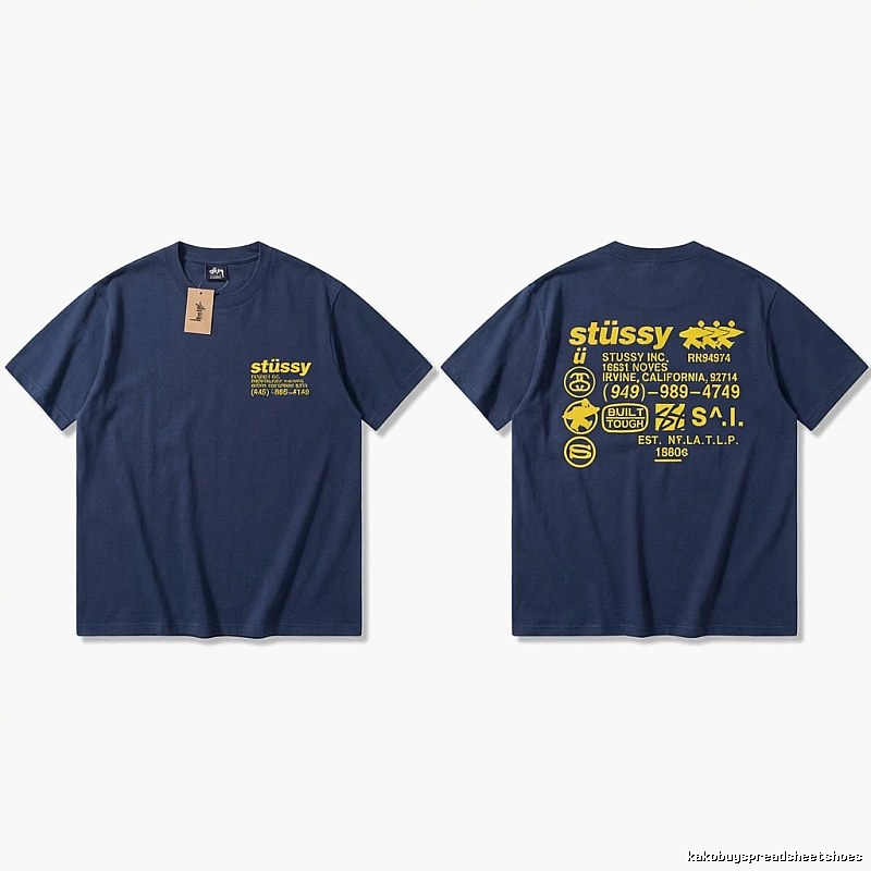 Stussy classic style trendy dark blue T-shirt