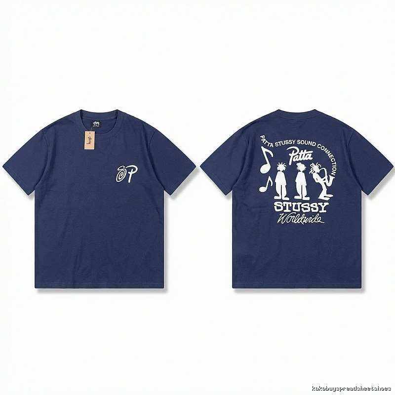 Stussy Co-branded Hip-hop Style Navy Blue T-shirt