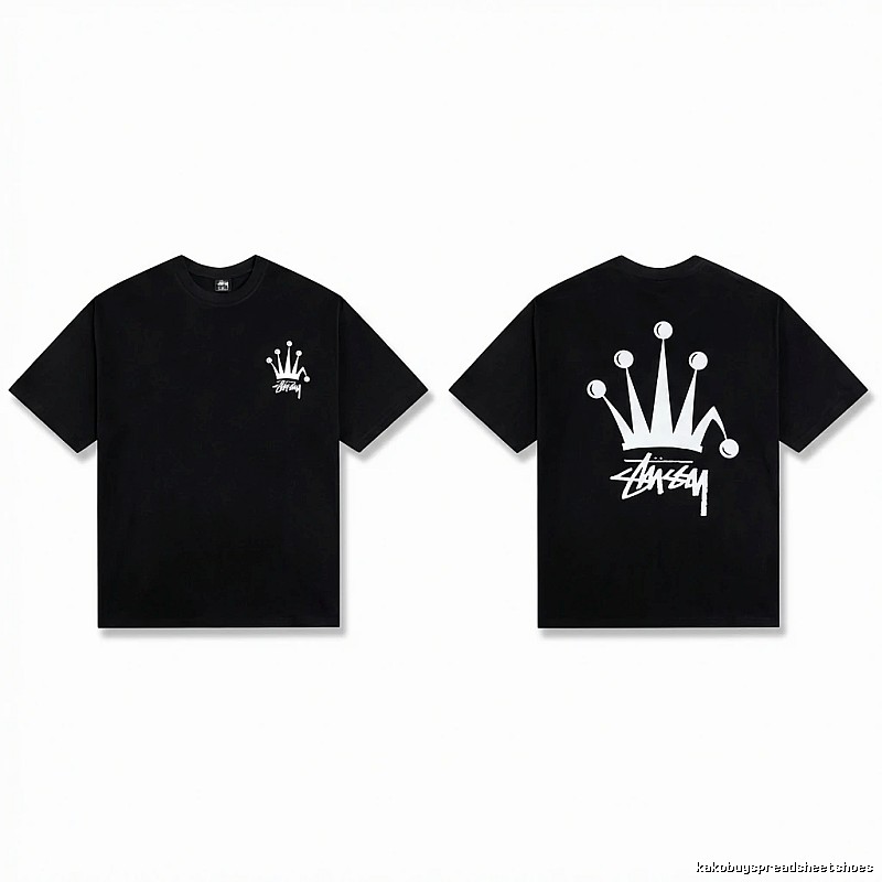 Stussy Crown Trendy and Cool Style Black T-shirt
