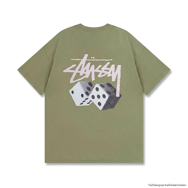Stussy Dice Trend Brand Olive Green T-shirt