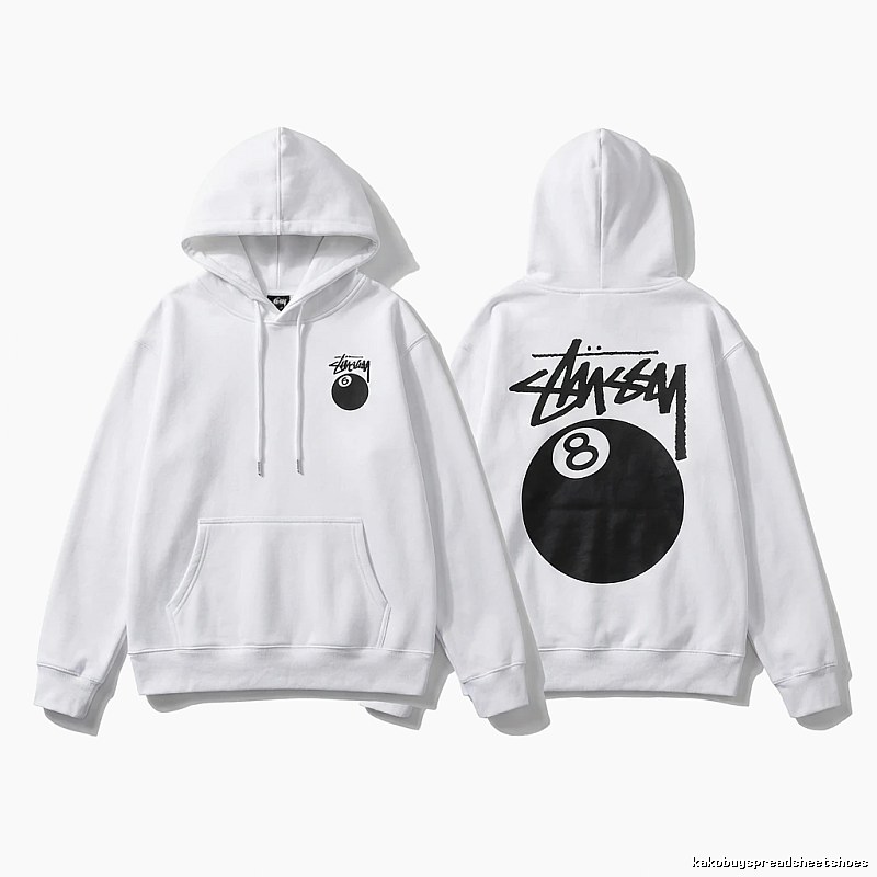 Stussy Eight Ball Series White Streetwear Hoodie