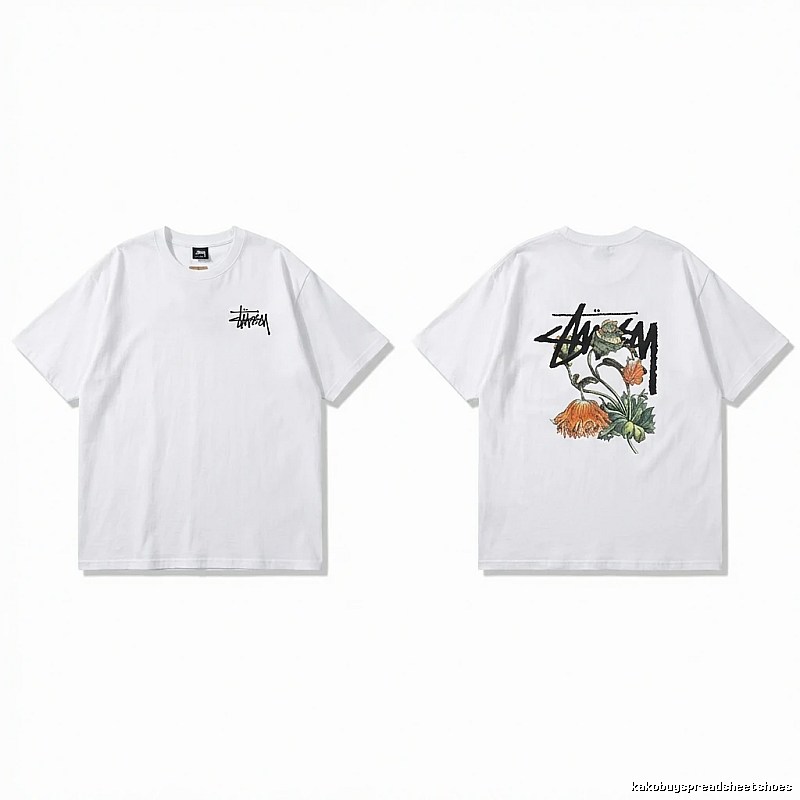 Stussy Floral Print White T-shirt