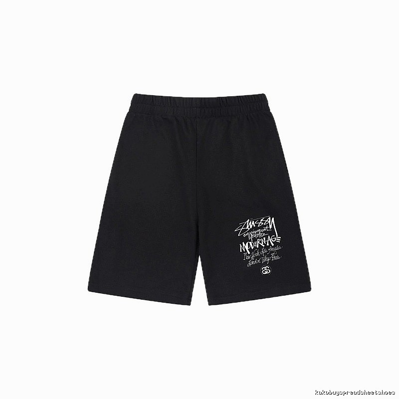 Stussy graffiti-style black shorts