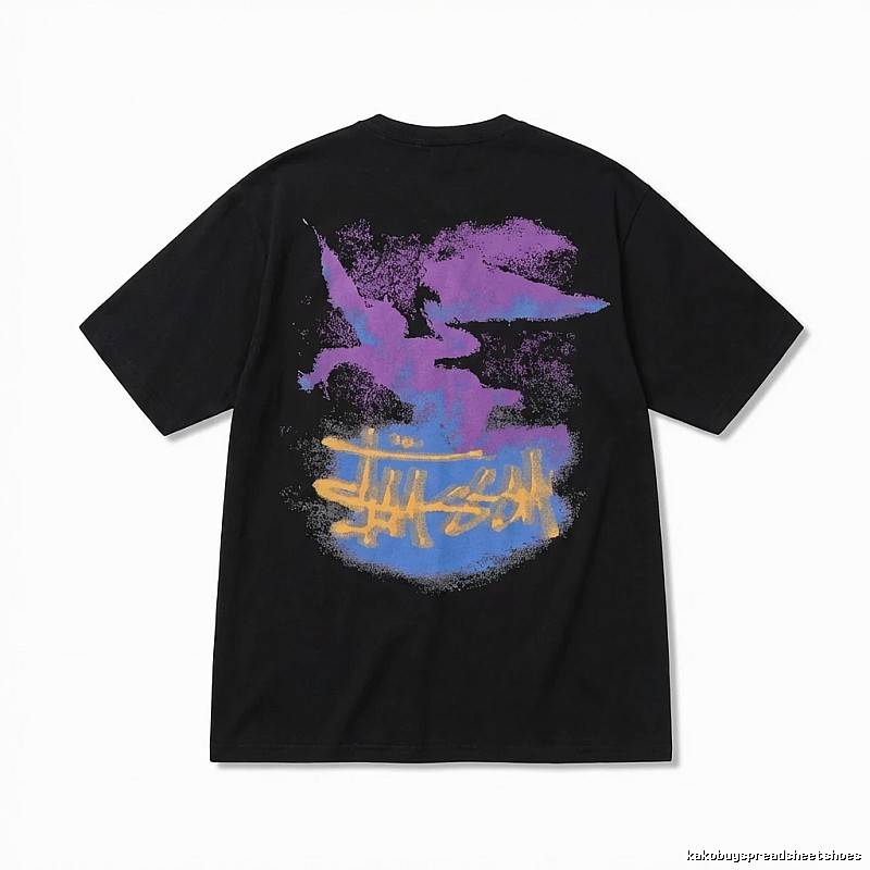 Stussy graffiti-style black T-shirt