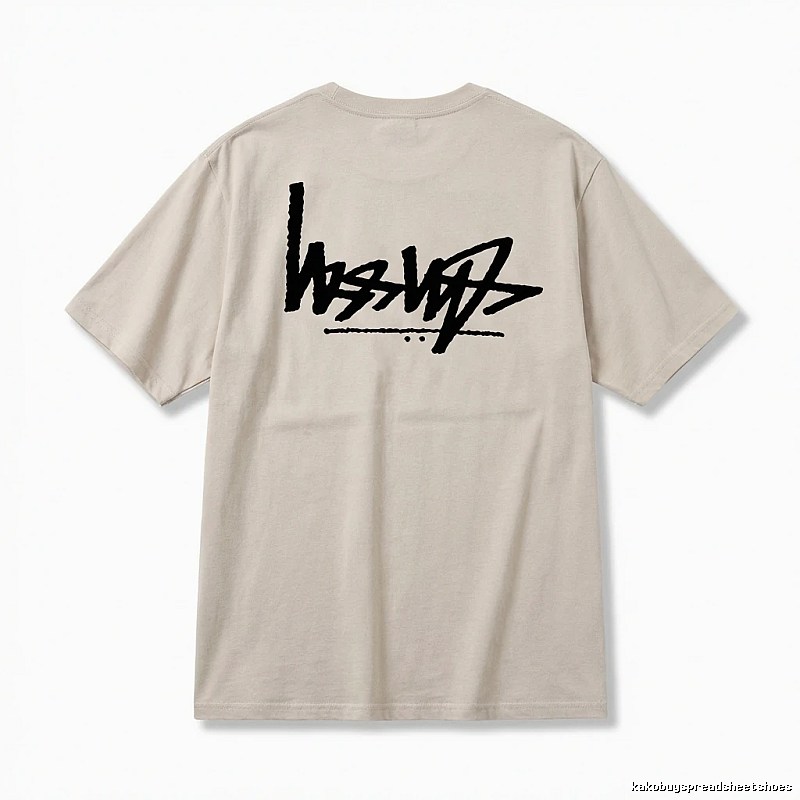 Stussy graffiti-style light gray T-shirt