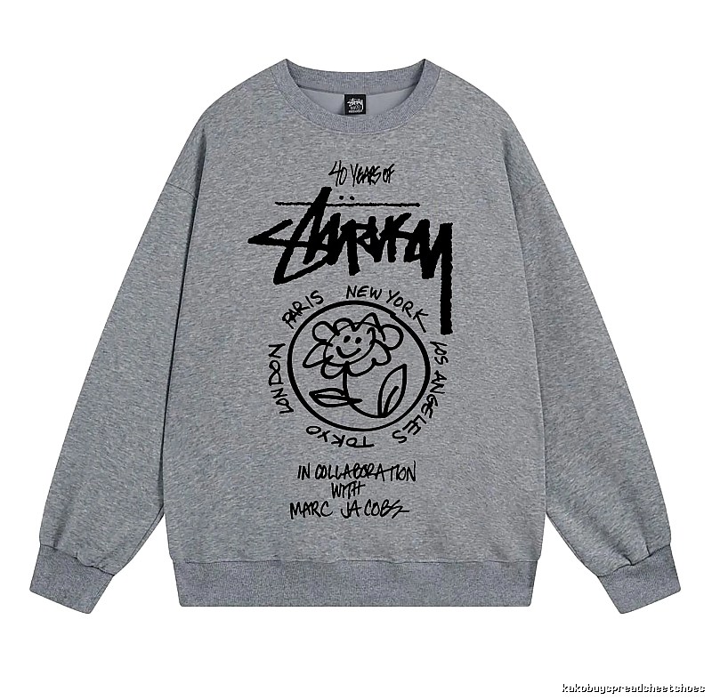 Stussy Gray Style 539 Graphic SweatShirt Minimal Look
