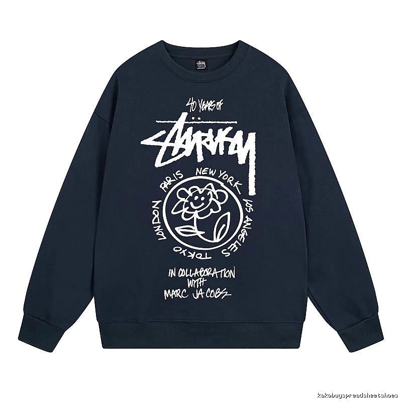 Stussy Navy Style 539 Graphic SweatShirt Poolside Style
