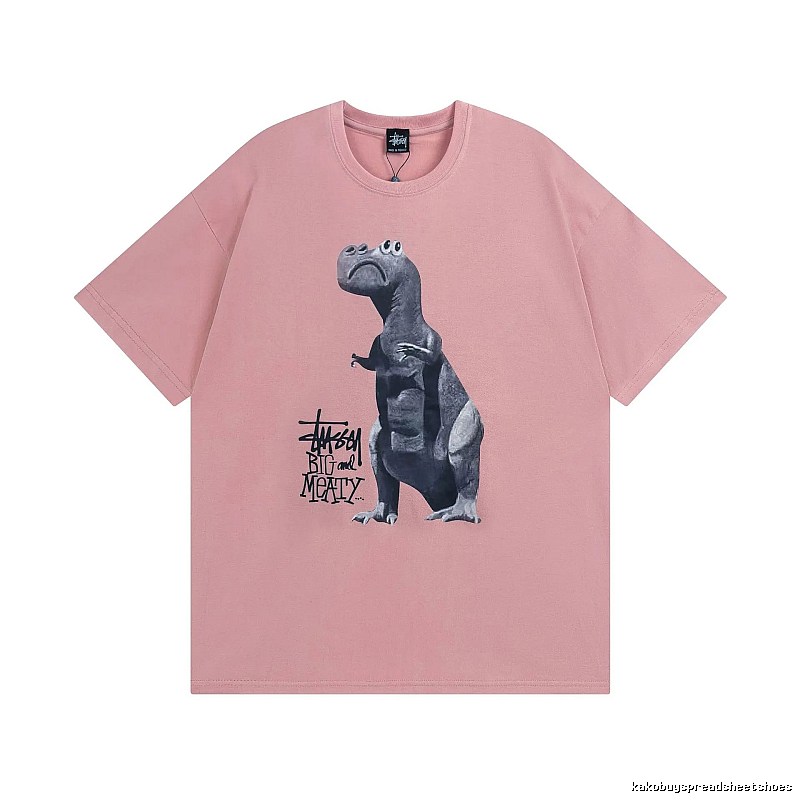 Stussy Pink Spider Graphic T-Shirt Easy Pairing Logo