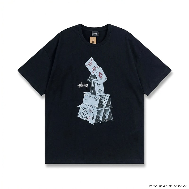 Stussy playing card series trendy black T-shirt