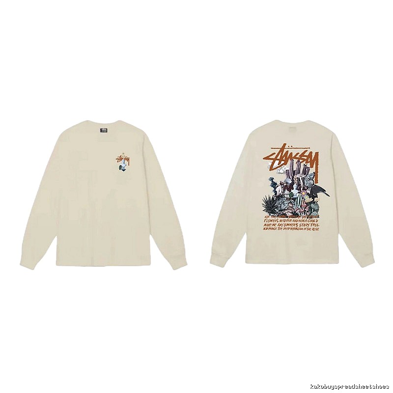 Stussy Print Retro Style Long-Sleeve (Off-White)