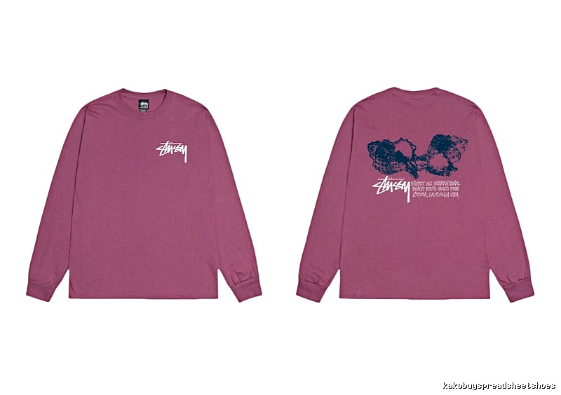 Stussy printed retro style rose red long sleeves