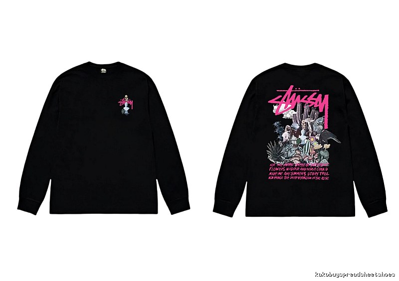 Stussy-printed trendy black T-shirt