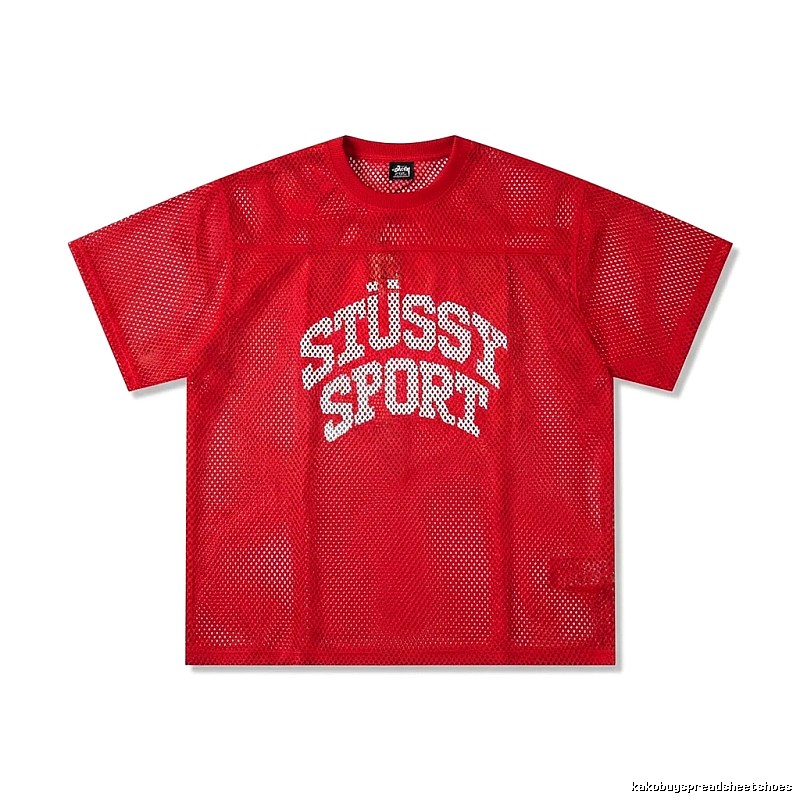 Stussy Sport series red trendy short-sleeved shirt.