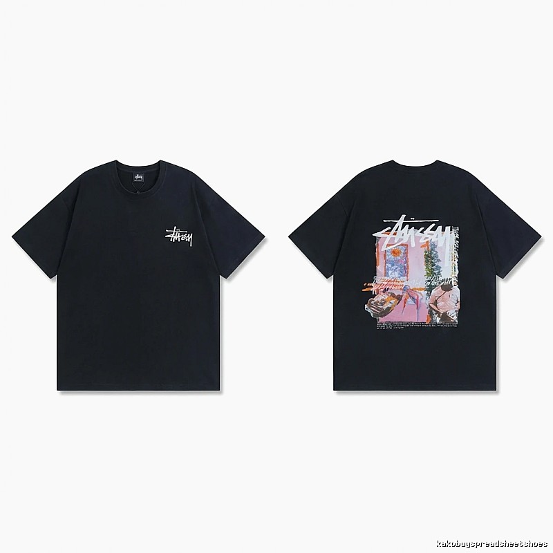 Stussy trendy style black T-shirt